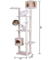 Armarkat 89" Real Wood Premium Scots Pine, 7-Level Cat Tree With 2 Playhouses