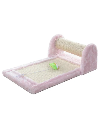 Armarkat Rolling Real Wood Cat Scratcher Toy with Sisal Scratching Board for Training - Pink