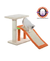 Armarkat X2101 Two-Level Platform Real Wood Scratcher W Sisal Carpet Ramp