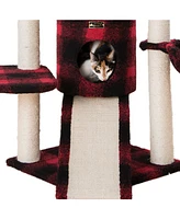 Armarkat B5806 Classic Real Wood Cat Tree With Multiple Features, Jackson Galaxy Approved, Four Levels With Rope, Basket, Ramp, Perch, and Condo