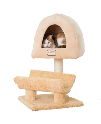 Armarkat Real Wood Cat Condo, Cat Scratching Post With Plush Condo