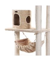 Armarkat 62-inch Real Wood Cat Tree with Scratch Posts, Hammock, and Sisal Rope for Cats and Kittens