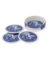Spode Blue Italian 5 Pc Ceramic Coaster Set