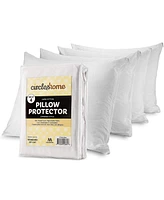 Circles Home 100% Cotton Pillow Protector with Zipper – White (4 Pack