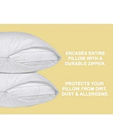 Circles Home 100% Cotton Pillow Protector with Zipper – White (4 Pack