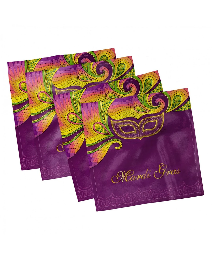 Ambesonne Mardi Gras Set of 4 Napkins, 12" x 12"