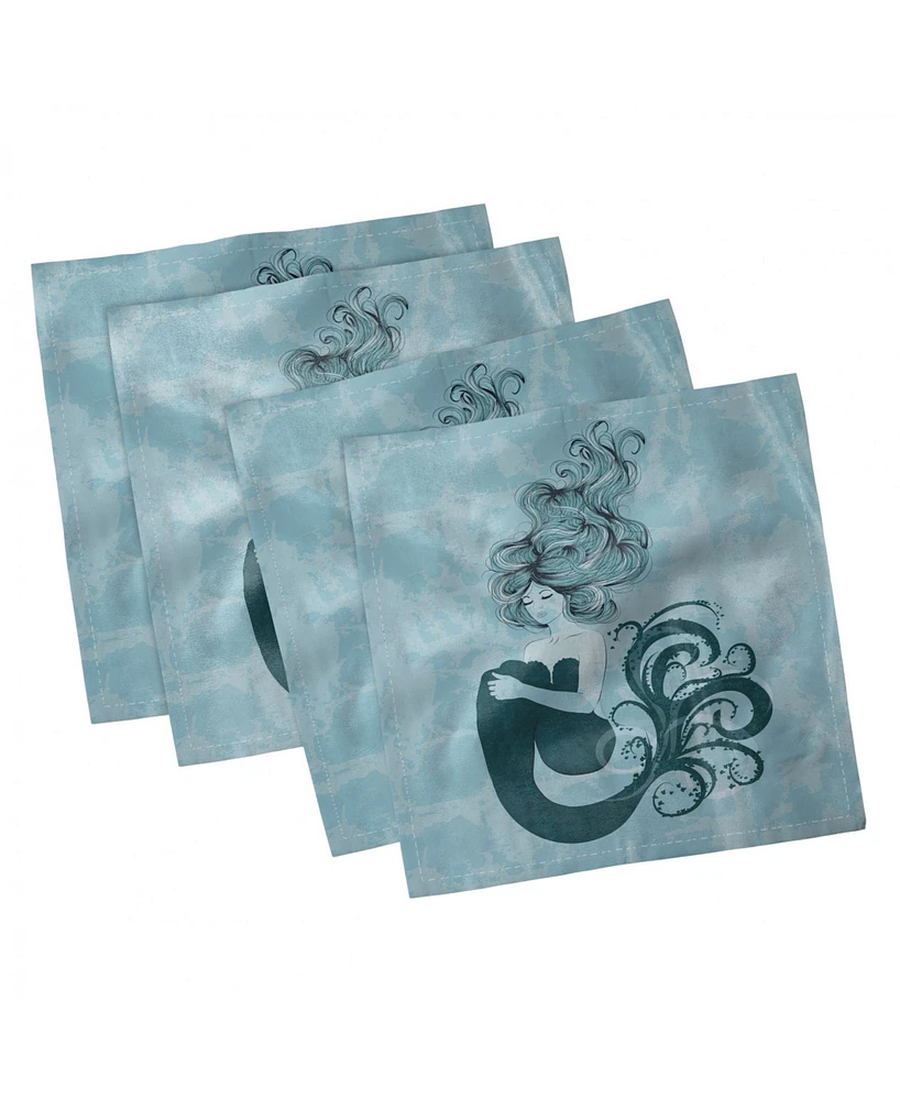 Ambesonne Mermaid Set of 4 Napkins, 12" x 12"