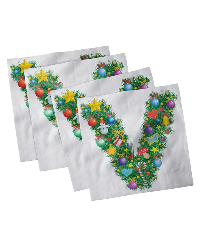 Ambesonne Letter V Set of 4 Napkins, 18" x 18"