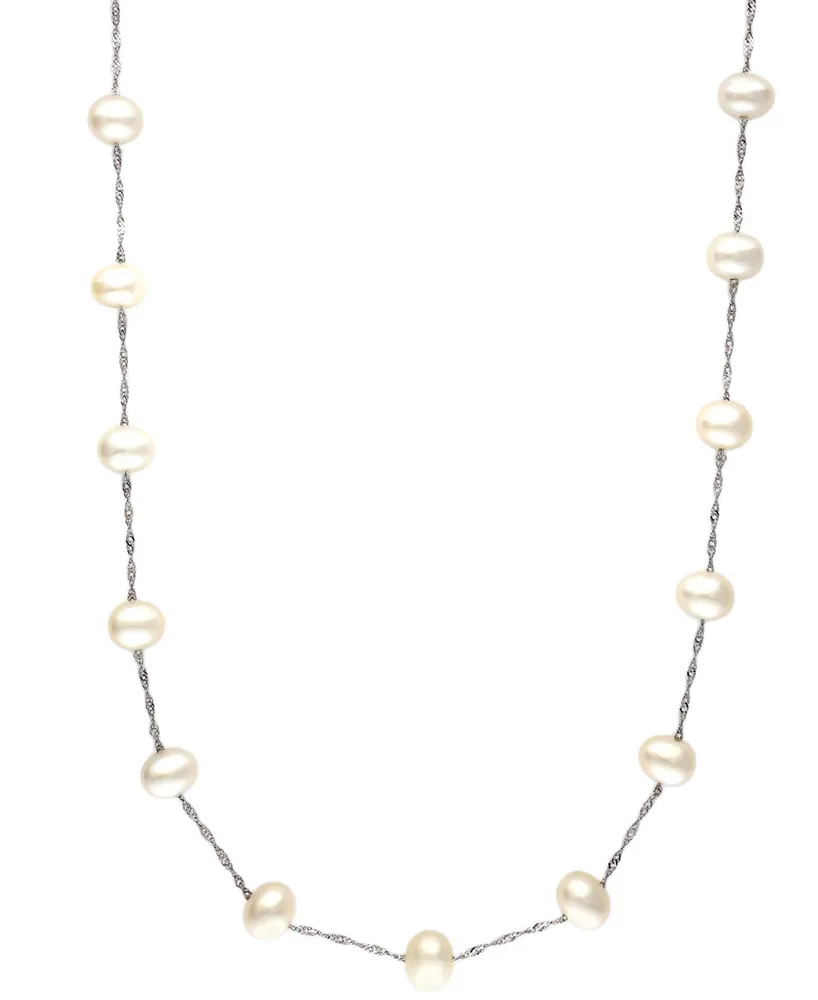 Effy Cultured Freshwater Pearl Station 18" Necklace 14k Gold (5-1/2mm)