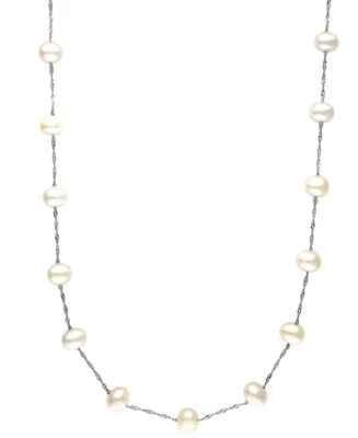 Effy Cultured Freshwater Pearl Station 18" Necklace 14k Gold (5-1/2mm)