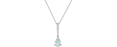 Aquamarine (7/8 ct. t.w.) & Diamond (1/20 ct. t.w.) 18" Pendant Necklace in 14k White Gold