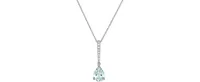 Aquamarine (7/8 ct. t.w.) & Diamond (1/20 ct. t.w.) 18" Pendant Necklace in 14k White Gold