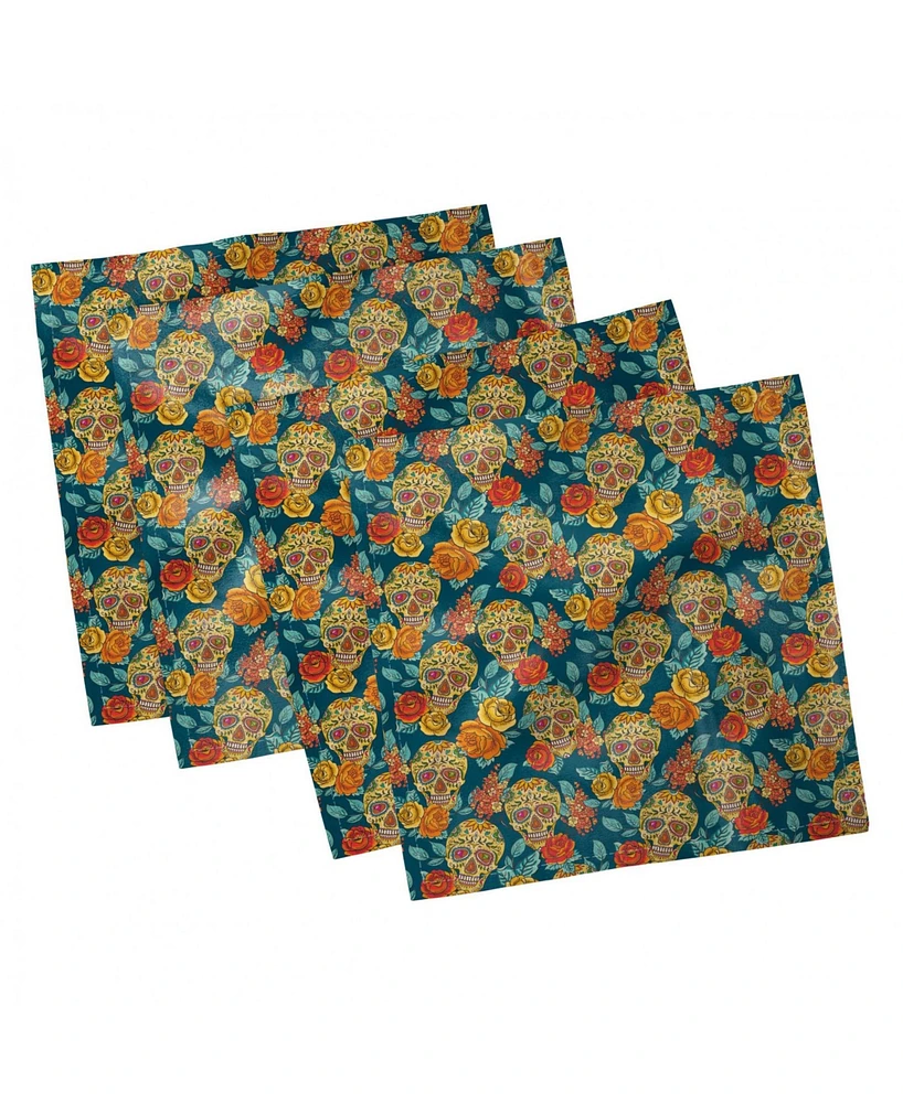 Ambesonne Sugar Skull Set of 4 Napkins, 18" x 18"