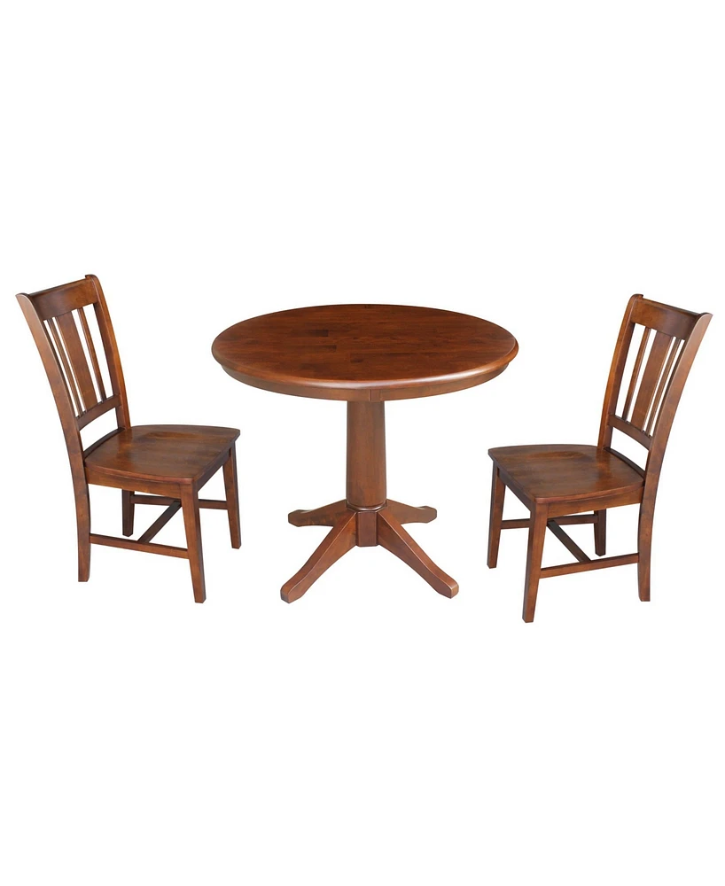 International Concepts 36" Round Top Pedestal Table with 2 Chairs