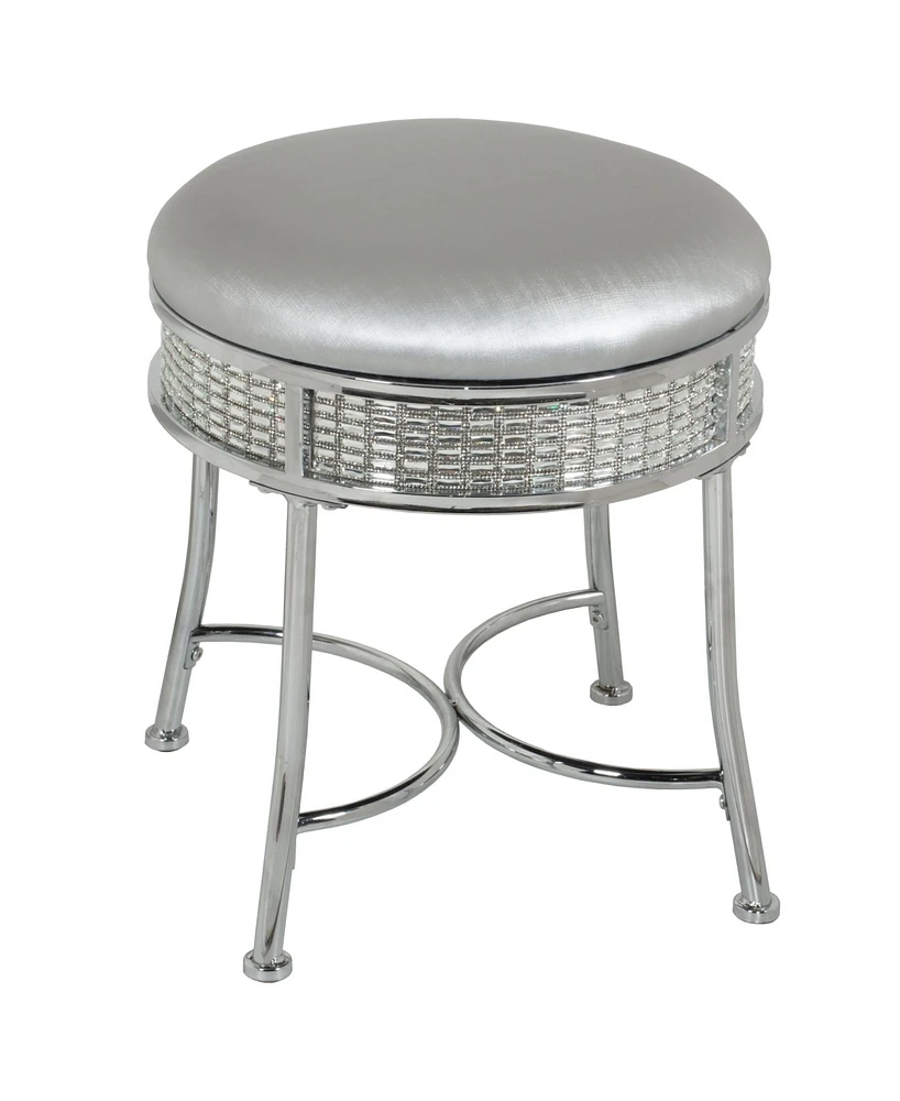 Hillsdale Venice Diamond Band Backless Metal Vanity Stool