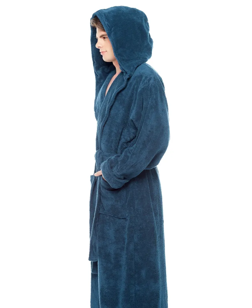 Arus Men's Thick Full Ankle Length Hooded Turkish Cotton Bathrobe