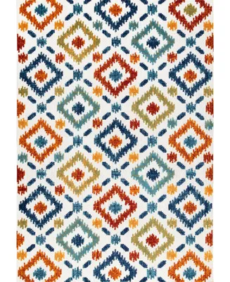 nuLoom Claudia Transitional Labyrinth Multi 6'7" x 9' Outdoor Area Rug