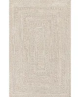 nuLoom Texture Braid Doutzen Indoor and Outdoor Ivory 6' x 9' Area Rug