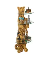 Design Toscano Royal Egyptian Cheetah Sculptural Glass-Shelved Pedestal Table