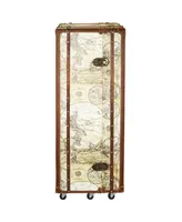 Design Toscano Italian-Style World Map Cocktail Bar Steamer Trunk