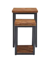 Alaterre Furniture Claremont Rustic Wood Nesting End Tables Set