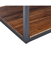Alaterre Furniture Claremont Rustic Wood Coffee Table with Low Shelf