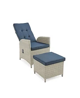 Alaterre Furniture Haven All-Weather Wicker Outdoor Recliners with Ottomans and Cushions Set