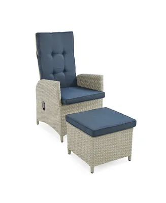 Alaterre Furniture Haven All-Weather Wicker Outdoor Recliners with Ottomans and Cushions Set