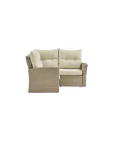 Alaterre Furniture Canaan All-Weather Wicker Corner Sectional Sofa with Cushions