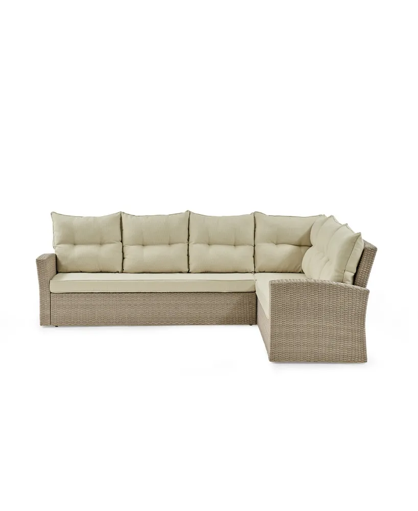 Alaterre Furniture Canaan All-Weather Wicker Outdoor Large Corner Sectional Sofa with Cushions