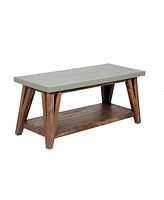 Alaterre Furniture Brookside Cement-Top Wood Entryway Coat Hook and Bench