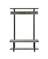 Alaterre Furniture Pomona Entryway Hall Tree with Bench, Shelves and Coat Hooks