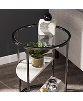Southern Enterprises Cabot Round Side Table with Faux Stone