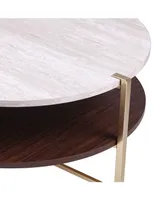 Southern Enterprises Valera Round Faux Marble Cocktail Table