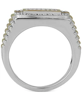 Men's Diamond Two-Tone Cluster Ring (1/2 ct. t.w.) in 18k Gold Over Silver