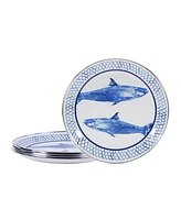 Golden Rabbit Fish Camp Enamelware Sandwich Plates, Set of 4