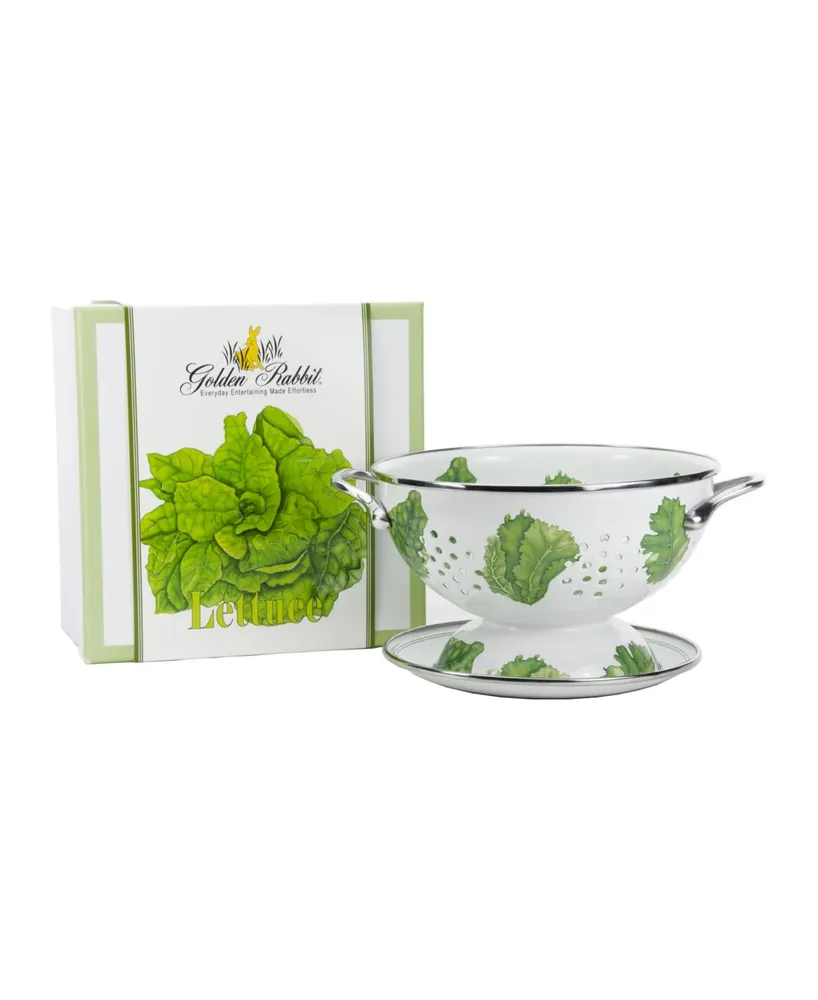 Golden Rabbit Lettuce Enamelware 2-Piece Giftboxed Colander