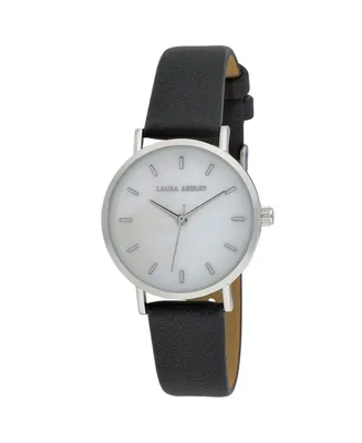 Laura Ashley Women's Slim Clean Polyurethane Strap Watch 34mm