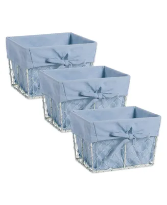 Design Imports Small Chicken Wire Washed Denim Liner Set of 3