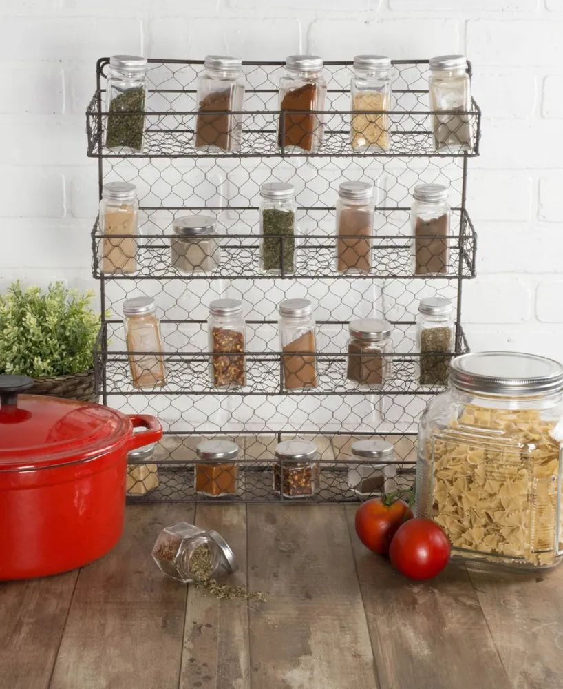 Design Imports Double Wide 4 Row Chicken Wire Spice Rack