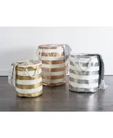 Design Imports Paper Bin Stripe Round Large