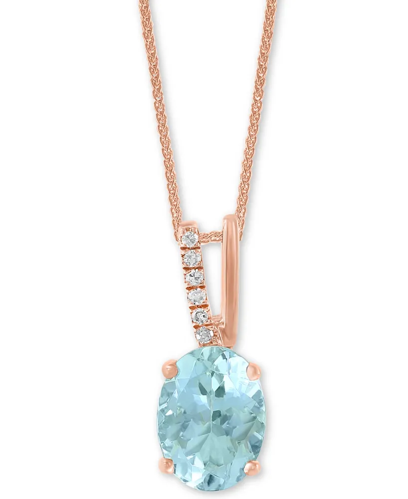 Lali Jewels Aquamarine (1-1/16 ct. t.w.) & Diamond Accent 18" Pendant Necklace in 14k Rose Gold