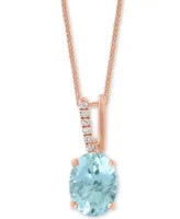 Lali Jewels Aquamarine (1-1/16 ct. t.w.) & Diamond Accent 18" Pendant Necklace in 14k Rose Gold