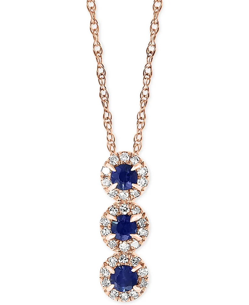 Lali Jewels Sapphire (1/6 ct. t.w.) & Diamond (1/10 18" Pendant Necklace 14k Rose Gold or White