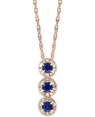 Lali Jewels Sapphire (1/6 ct. t.w.) & Diamond (1/10 18" Pendant Necklace 14k Rose Gold or White