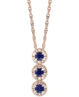 Lali Jewels Sapphire (1/6 ct. t.w.) & Diamond (1/10 18" Pendant Necklace 14k Rose Gold or White