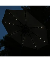 Sunnydaze Decor 9-Foot Patio Umbrella with Solar Led Lights and Push Button Tilt