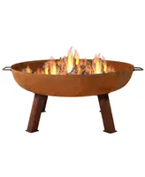 Inch Rustic Cast Iron Outdoor Raised Fire Pit Bowl with Handles