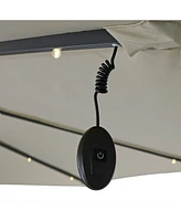 10-Foot Offset Cantilever Solar Patio Umbrella - Features Outdoor Led Lights, Crank, and Cross Base Beige
