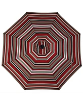 9 ft Striped Patio Umbrella with Solar Lights - Polyester Led Table Market Tilt and Crank Catalina Beach Stripe
